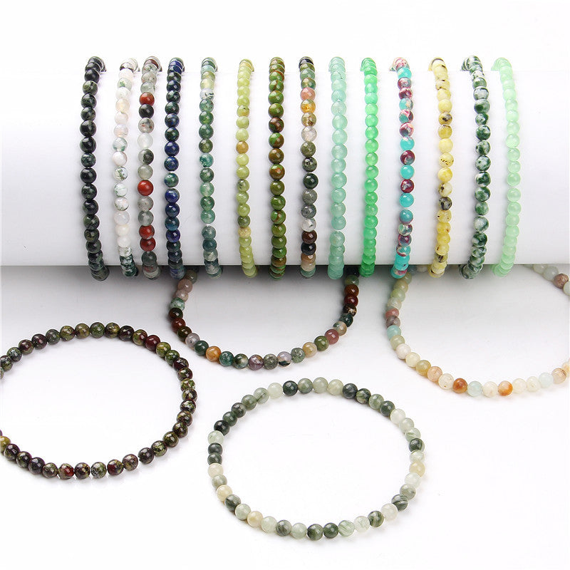 Minimalist Natural Stone Beaded Bracelet - 4mm Gemstone Jewelry for Women