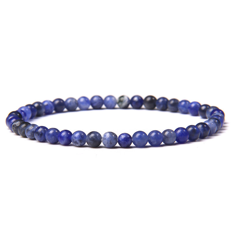 Minimalist Natural Stone Beaded Bracelet - 4mm Gemstone Jewelry for Women