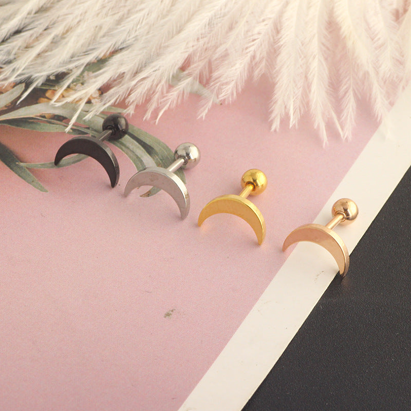 Simple Moon Stainless Steel Tragus Ear Stud