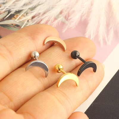 Simple Moon Stainless Steel Tragus Ear Stud
