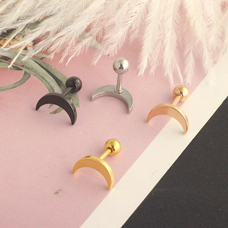 Simple Moon Stainless Steel Tragus Ear Stud
