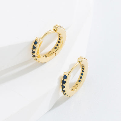 Minimalist O-Shape Zircon Inlaid Gold-Plated Copper Earrings
