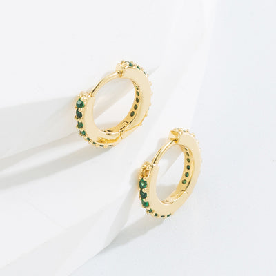 Minimalist O-Shape Zircon Inlaid Gold-Plated Copper Earrings
