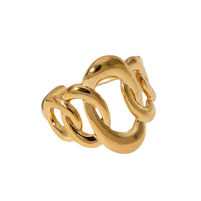 Simple Geometric Oval Stainless Steel Open Ring for Women