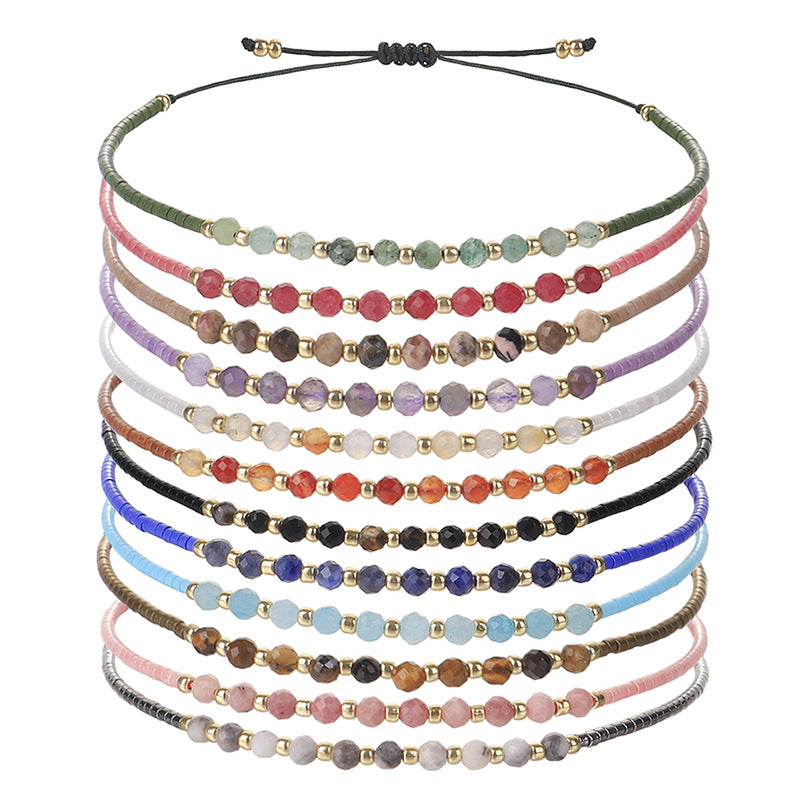 Simple Style 2mm Faceted Stone Bead Handmade Bracelet