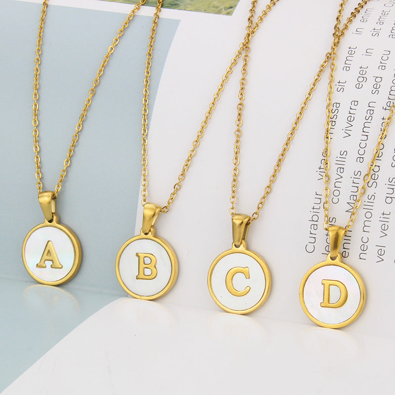 Simple Style 26 Letter Titanium Steel Pendant Necklace