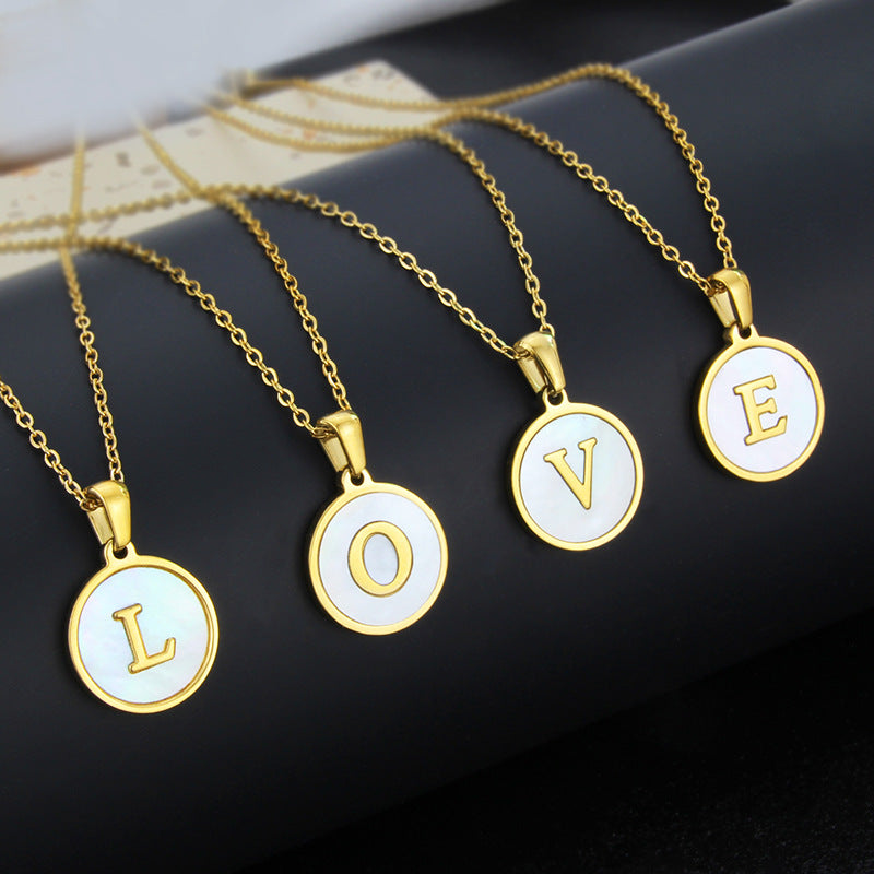 Simple Style 26 Letter Titanium Steel Pendant Necklace