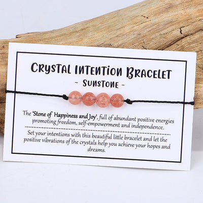 Simple Style Round Beaded Unisex Bracelet with Sunstone Crystal Energy