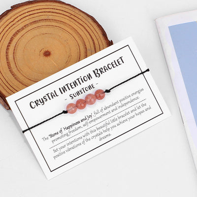 Simple Style Round Beaded Unisex Bracelet with Sunstone Crystal Energy