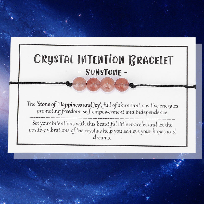 Simple Style Round Beaded Unisex Bracelet with Sunstone Crystal Energy