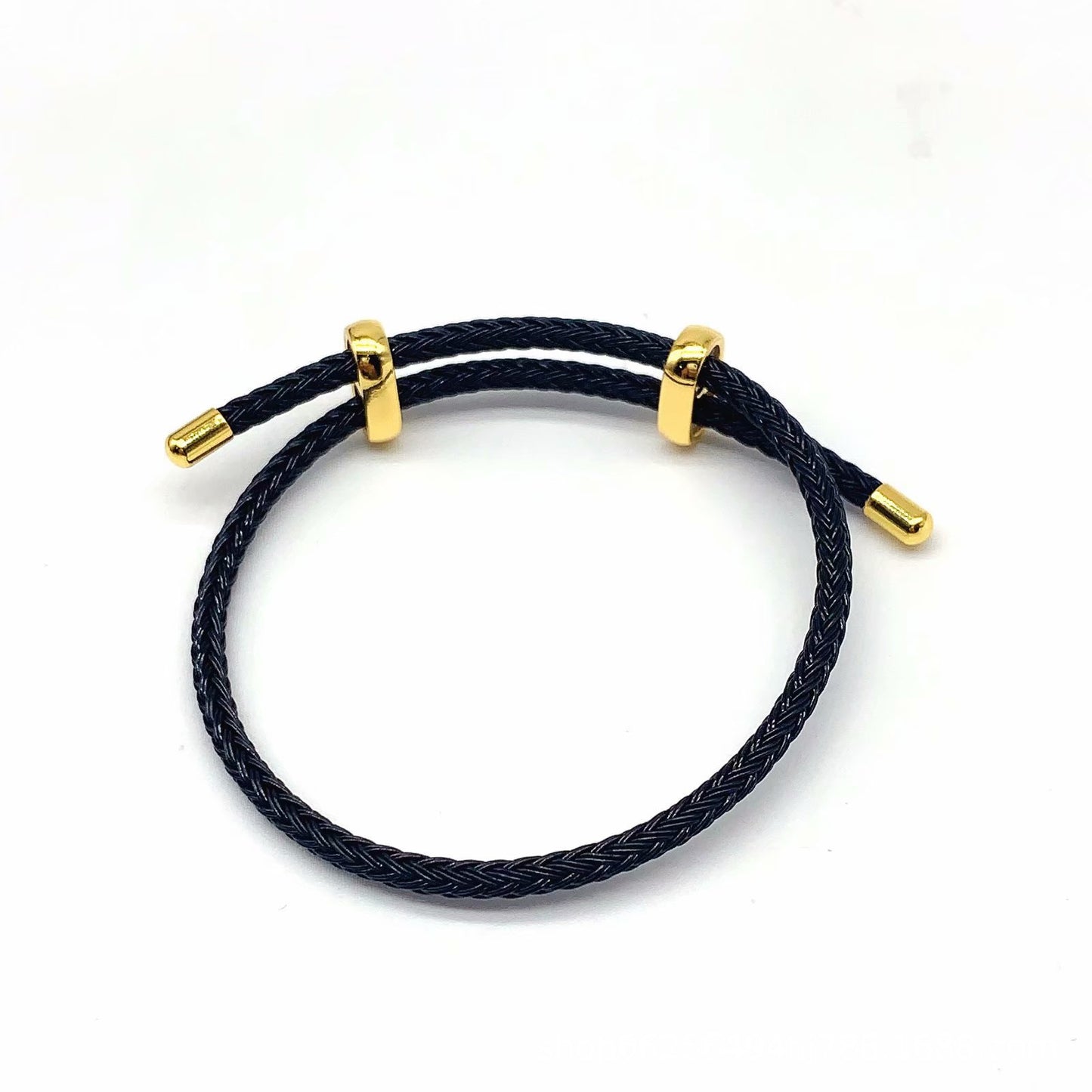 Adjustable Unisex Round Rope Bracelet with Steel Wire and Red String Charm