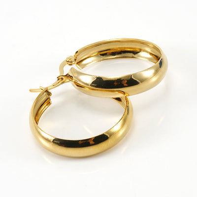 Simple Style Gold Plated Stainless Steel Hoop Earrings 18k Vintage Design