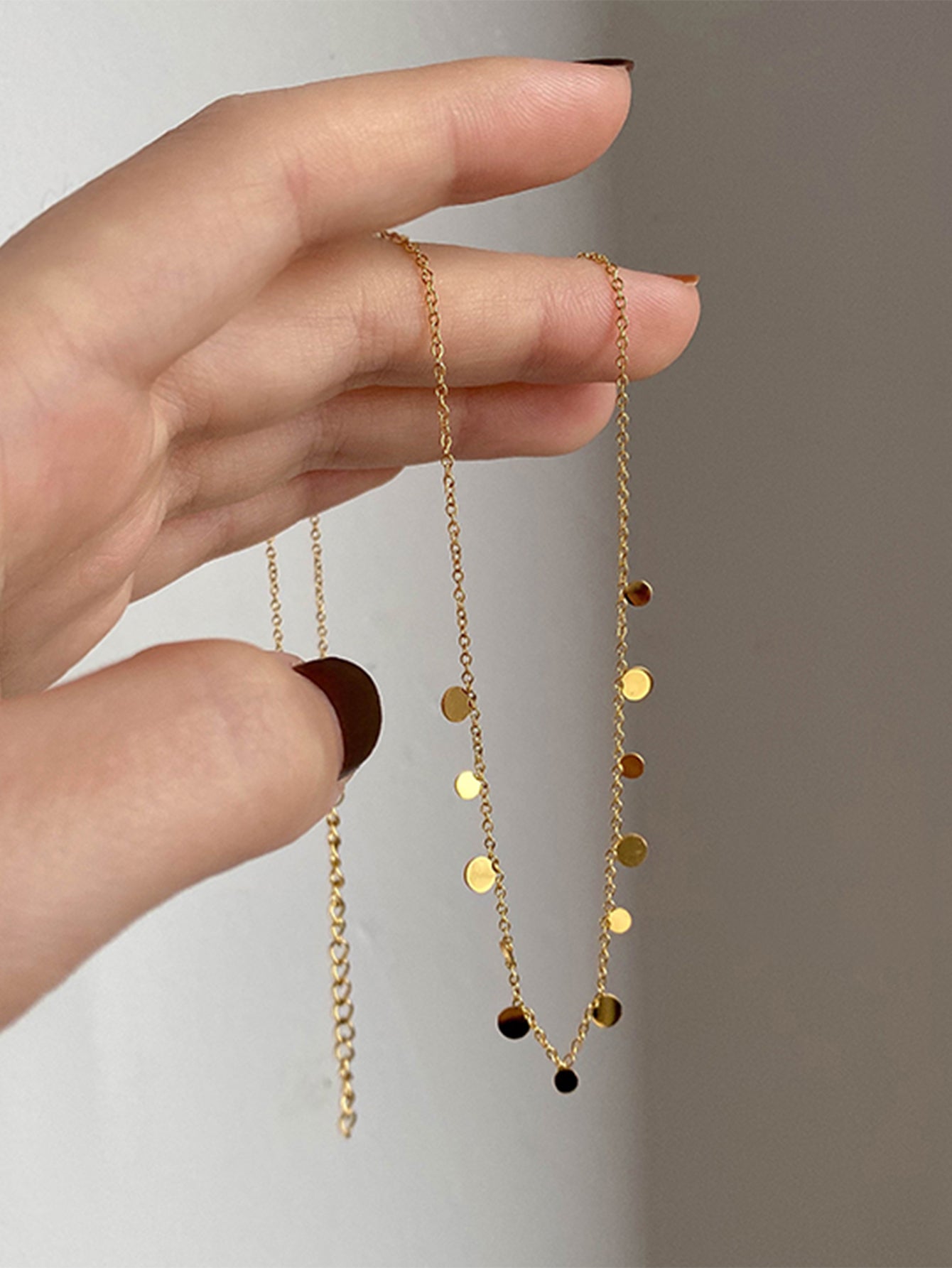 Simple Gold Stainless Steel Waterdrop Pendant Necklace