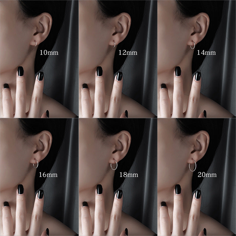 Sterling Silver Plated Round Hoop Earrings for Men and Women