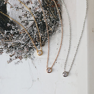 Simple Elegant Titanium Steel Rhinestone Pendant Necklace in Rose Gold