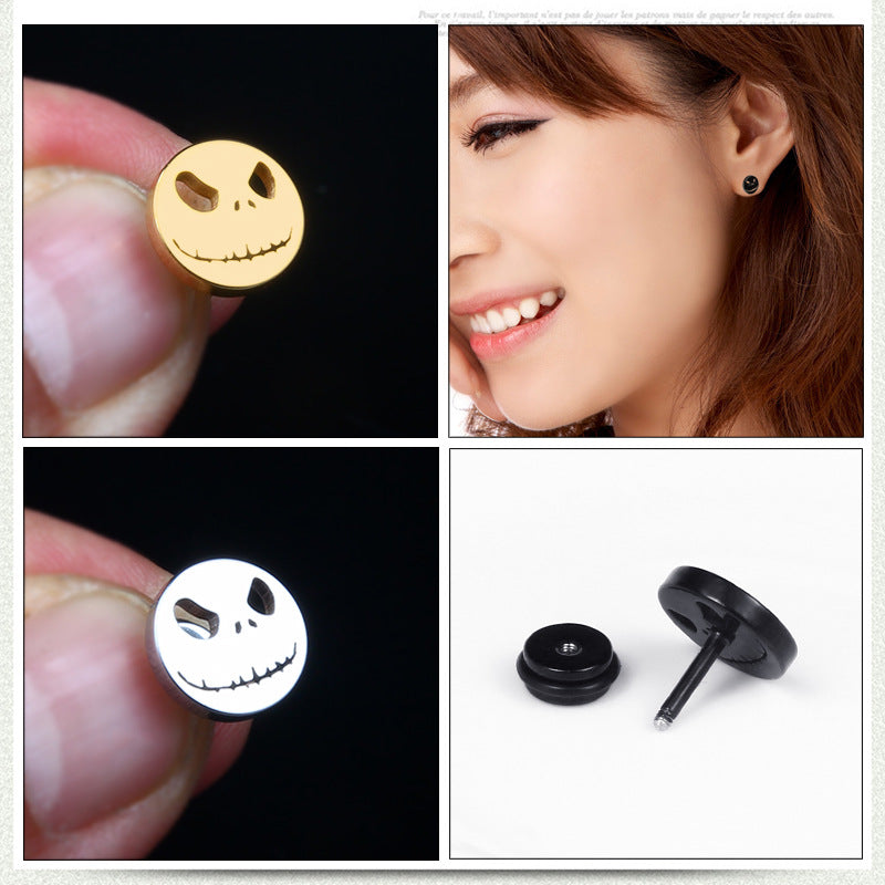 Simple Skull Stainless Steel Earrings for Men