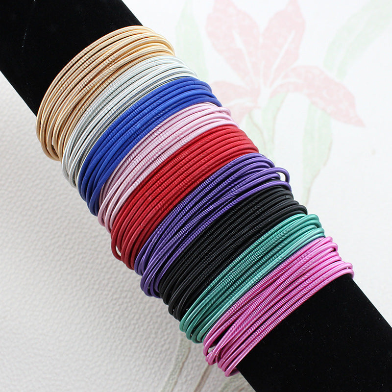 Simple Style Multicolor Carbon Steel Spring Bracelet