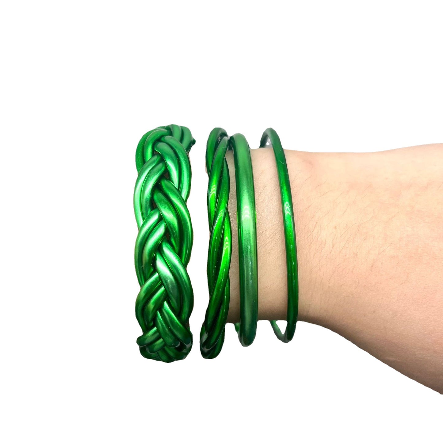 Simple Style Solid Color Plastic Braid Jelly Bangle Set
