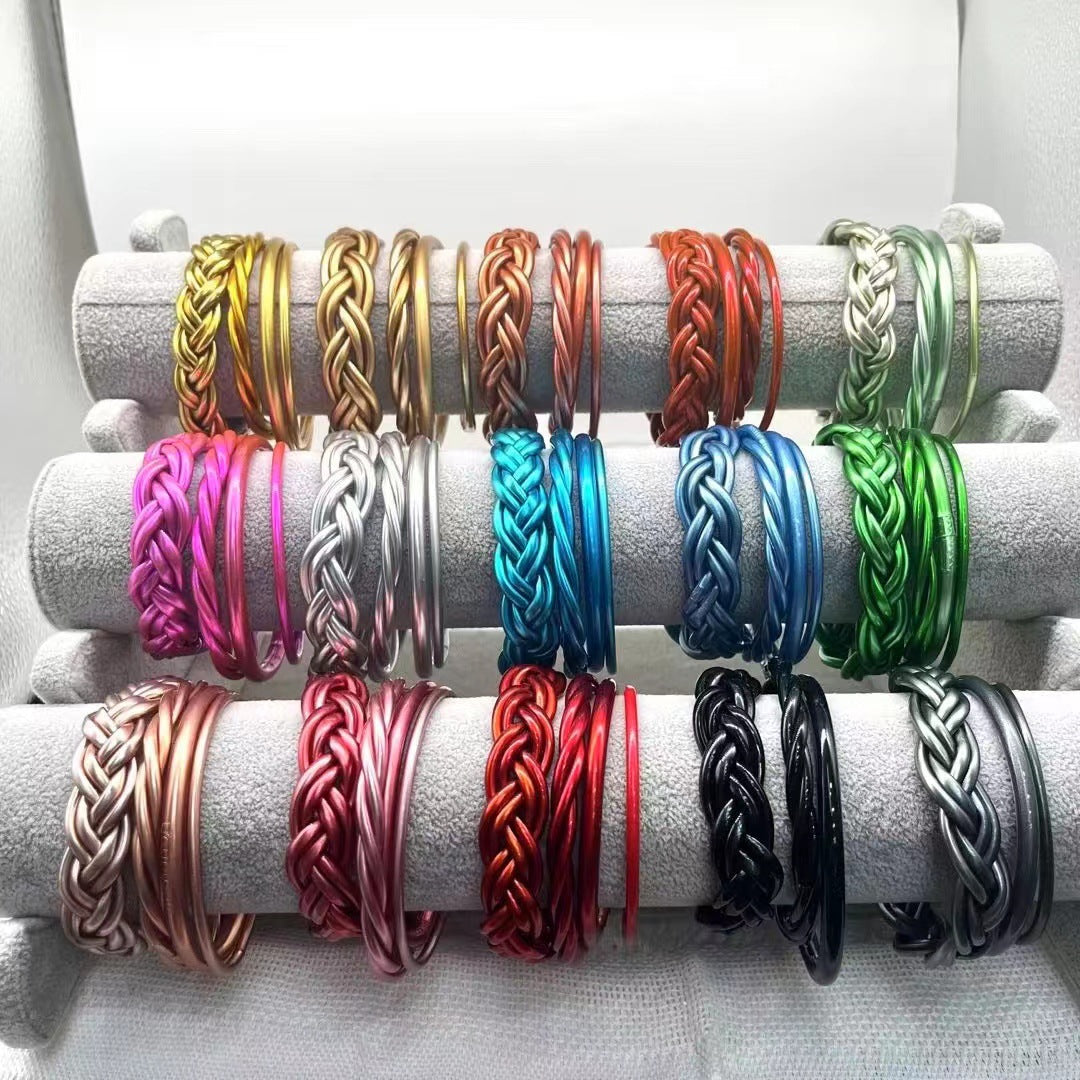 Simple Style Solid Color Plastic Braid Jelly Bangle Set