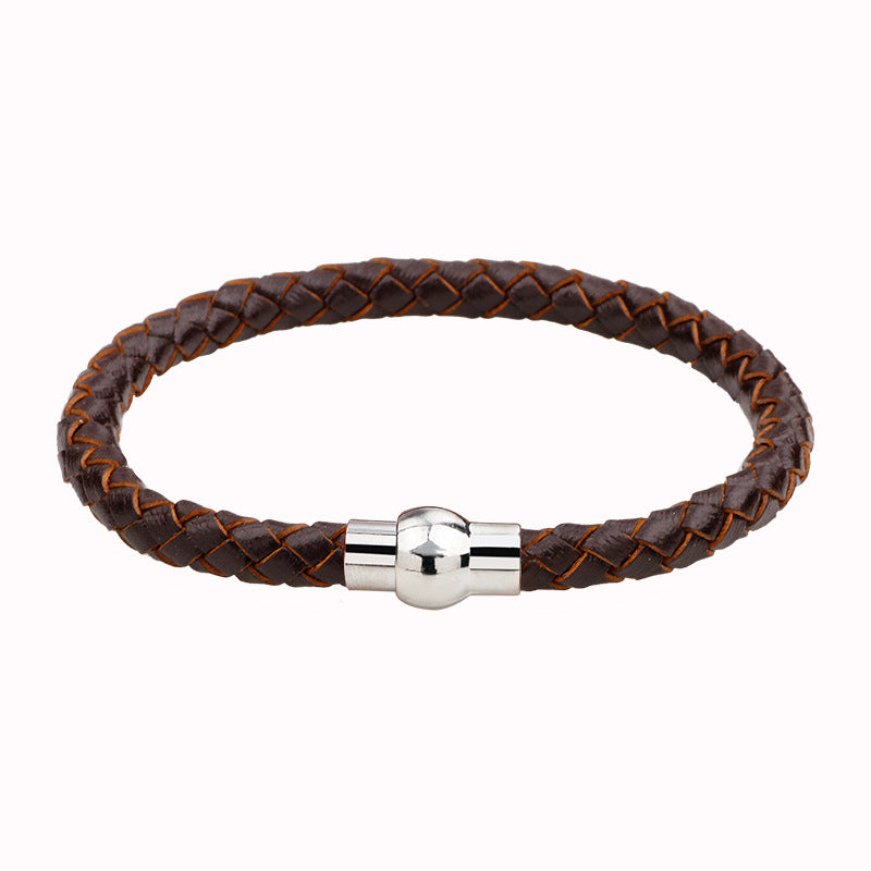 Simple Style Braided Leather Magnetic Clasp Unisex Bracelet