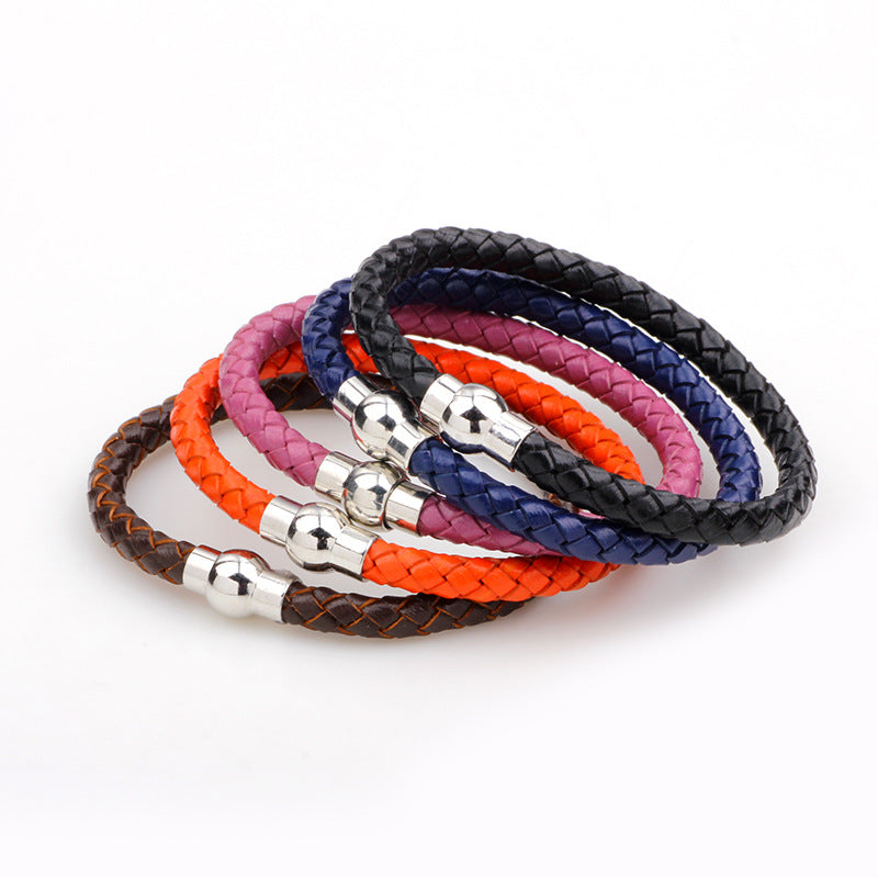Simple Style Braided Leather Magnetic Clasp Unisex Bracelet