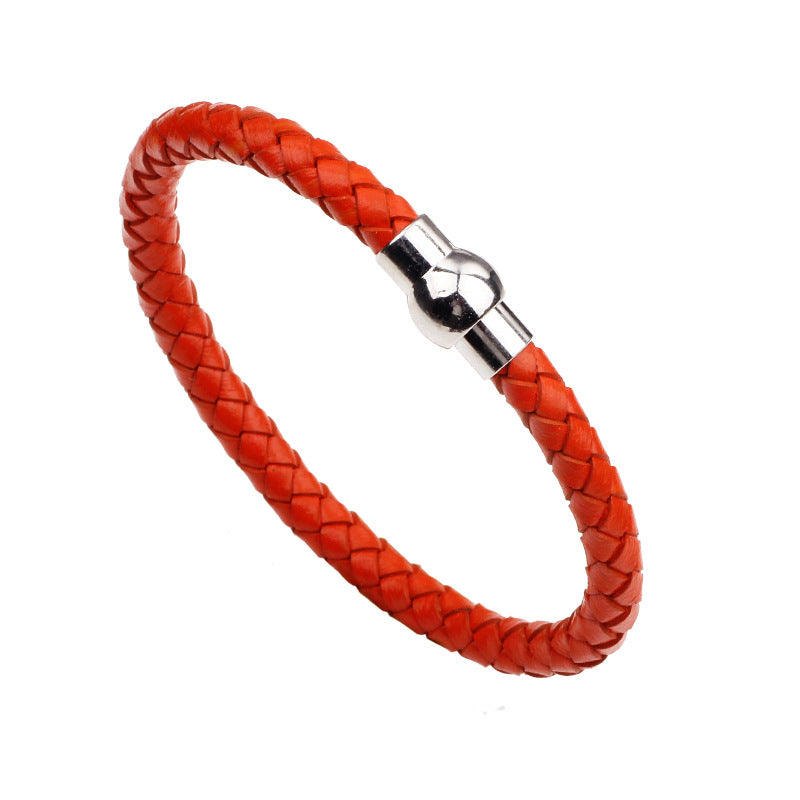 Simple Style Braided Leather Magnetic Clasp Unisex Bracelet