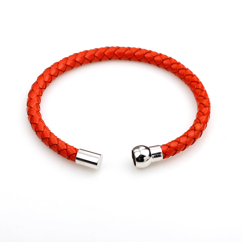 Simple Style Braided Leather Magnetic Clasp Unisex Bracelet