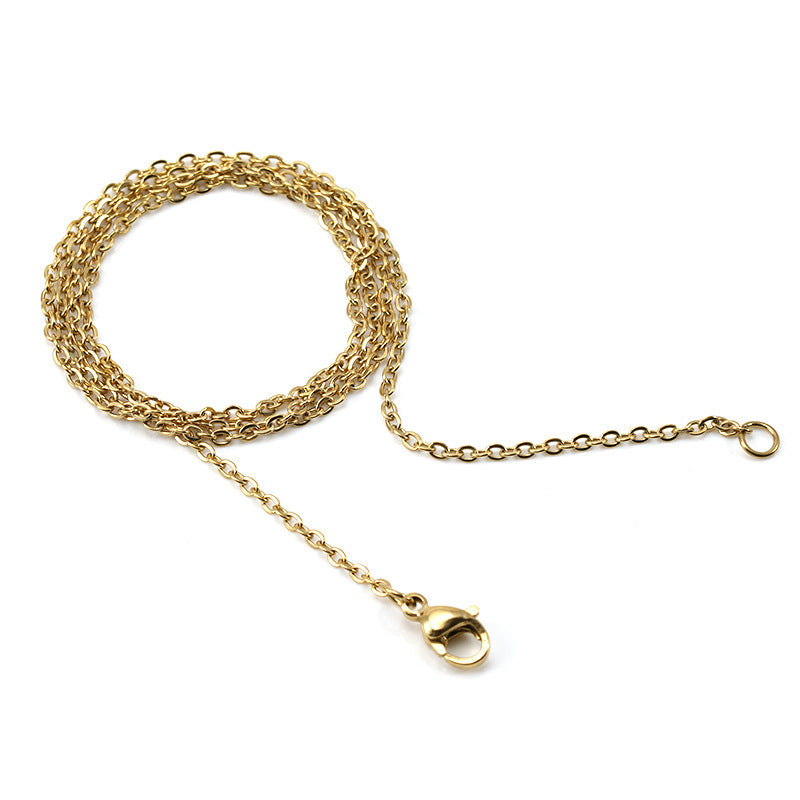 Simple Solid Color 18k Gold Stainless Steel Cross Chain Necklace