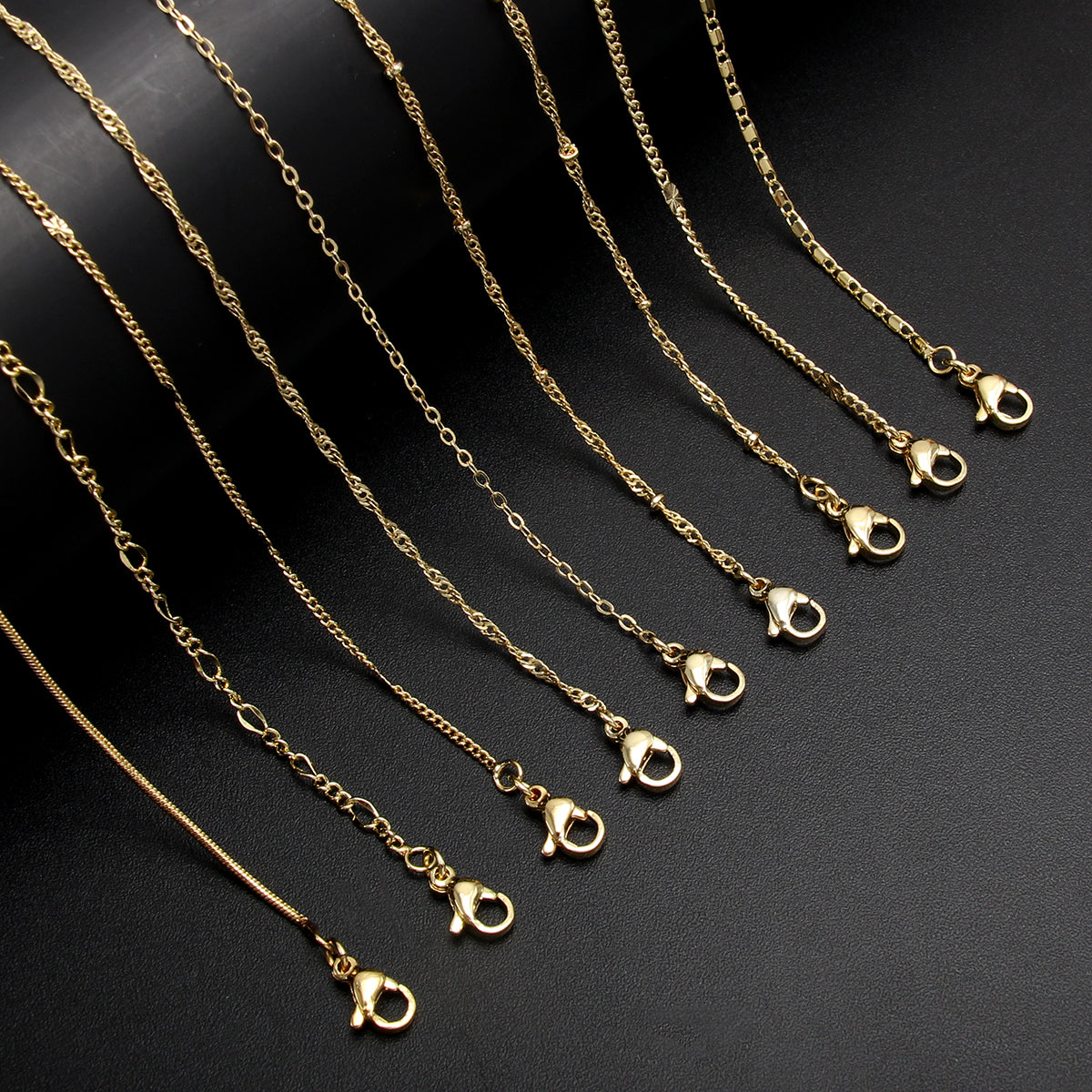 Simple Style Gold Plated Stainless Steel Necklace with Cross/O-Shape/Snake/Bead/Wave Chain Design