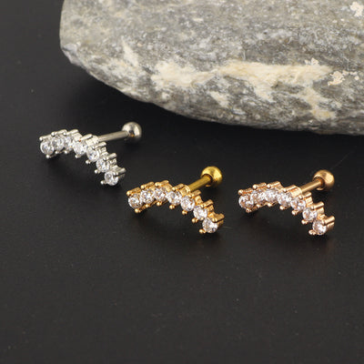 Simple Style Stainless Steel Zircon Inlay Ear Studs and Lip Piercing Jewelry