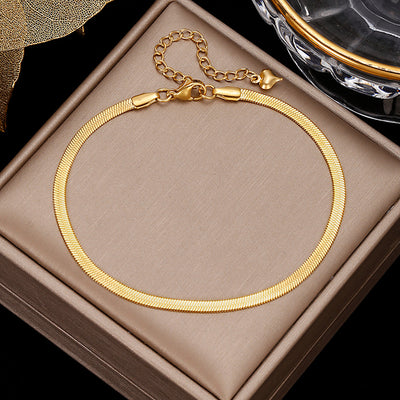 Minimalist 18K Gold Plated Stainless Steel Snake Chain Bracelet