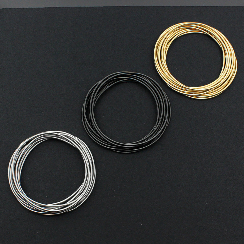 Simple Style Adjustable Stainless Steel Bangle Bracelet