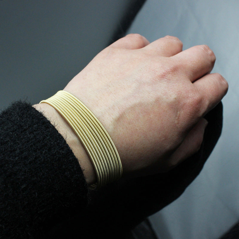 Simple Style Adjustable Stainless Steel Bangle Bracelet