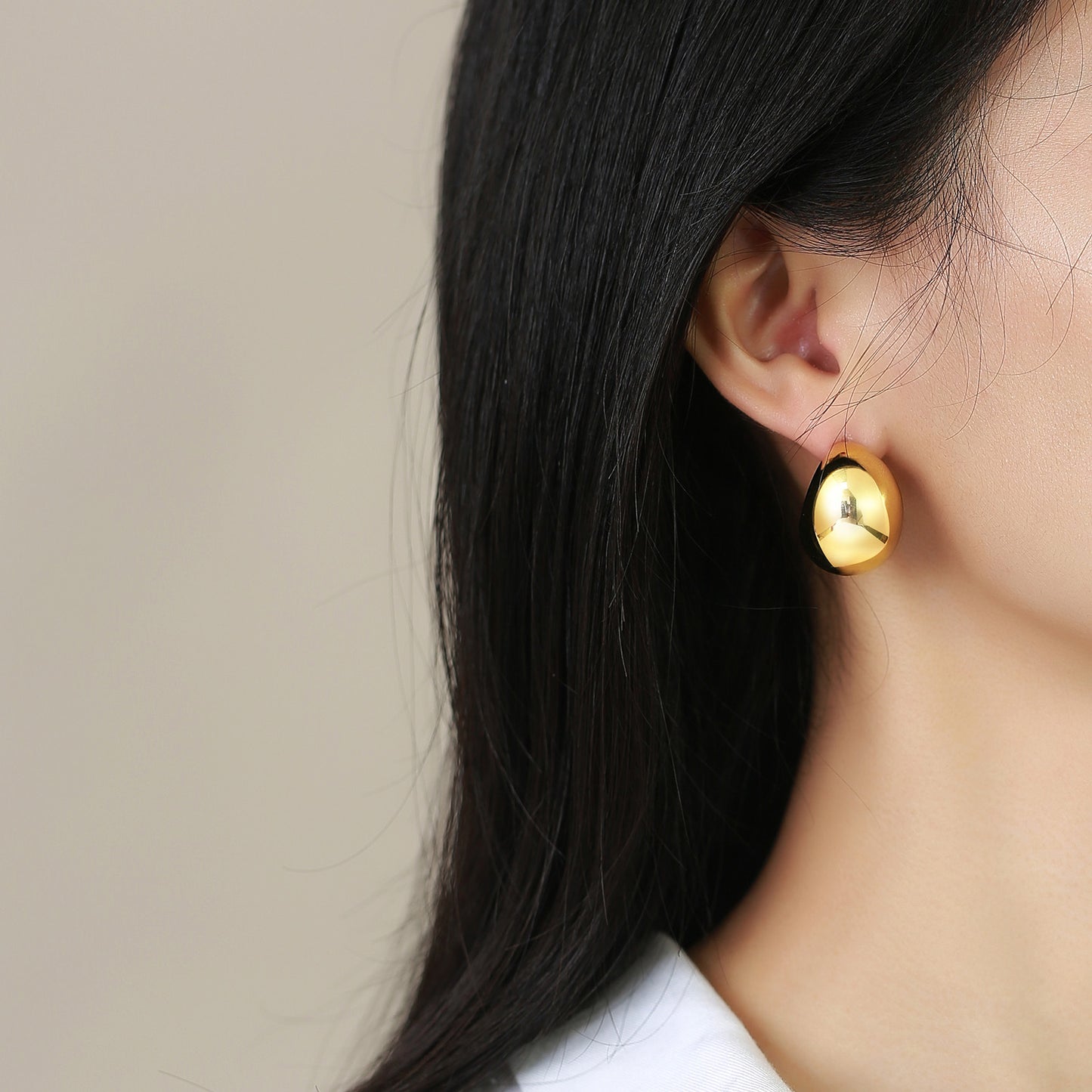 Minimalist Geometric Stainless Steel Hoop Earrings - 1 Pair