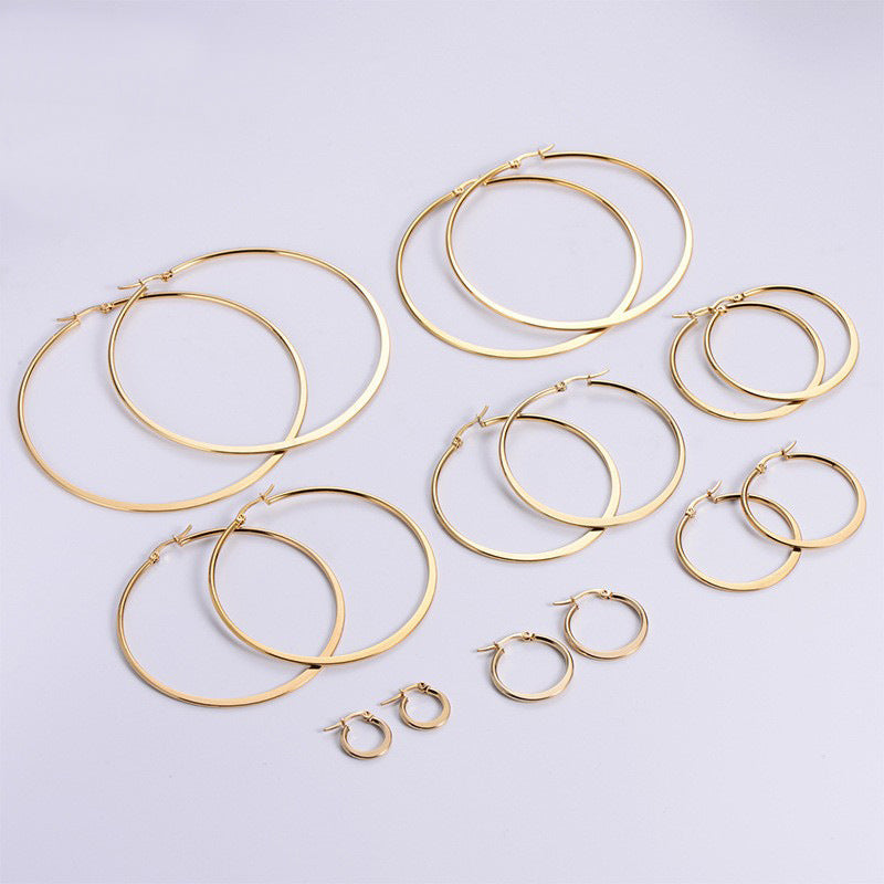Simple Style Stainless Steel Hoop Earrings for Women