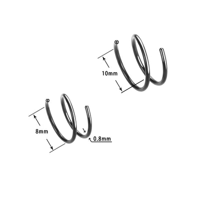 Simple Chic Stainless Steel Nose Ring and Double Layer Spiral Ear Cuff Set