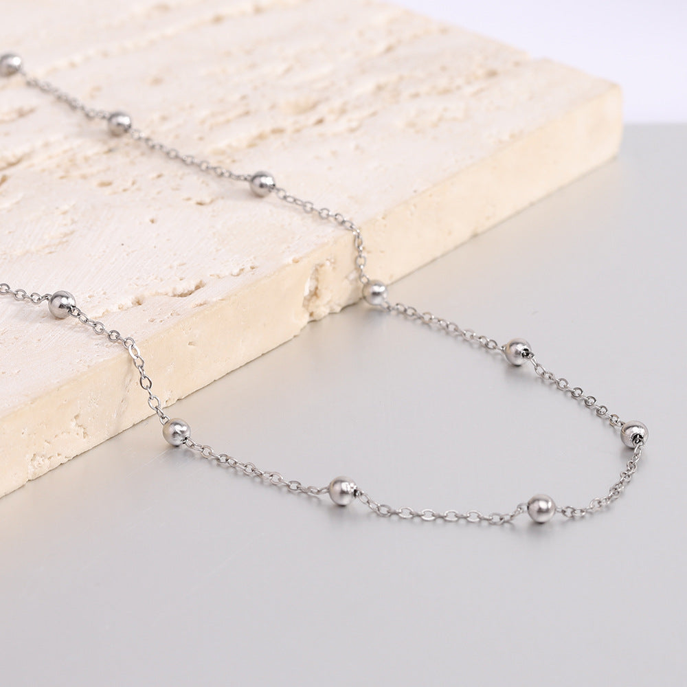 Simple Solid Color Stainless Steel O-Chain Necklace for Women