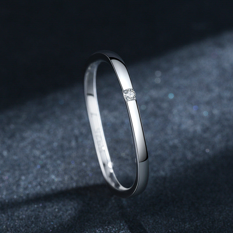 Minimalist Sterling Silver Zircon Inlay Gold Plated Square Ring