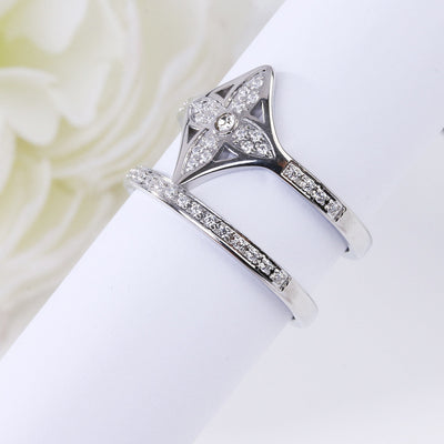 Elegant Titanium Steel Gemstone Open Ring Set for Women