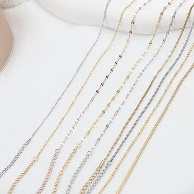 Simple Solid Titanium Steel Gold Inlaid Necklace with 18k Stainless Steel Cross and Box Chain, 45cm Lobster Clasp