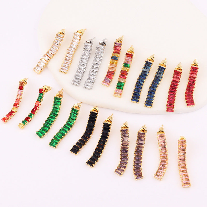 Elegant Zircon Tassel Bowknot Copper Earrings