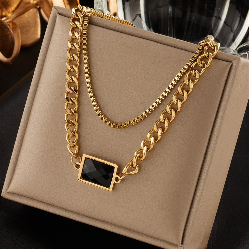 Minimalist Gold Plated Stainless Steel Layered Clavicle Necklace