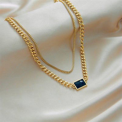 Minimalist Gold Plated Stainless Steel Layered Clavicle Necklace