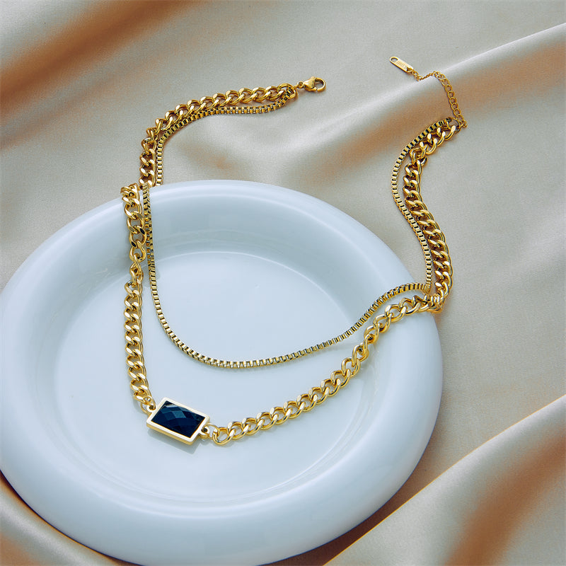 Minimalist Gold Plated Stainless Steel Layered Clavicle Necklace