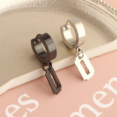 Simple Star Skull Stainless Steel Spike Hoop Earrings