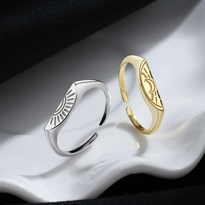Sun & Moon Sterling Silver and 18k Gold Plated Open Ring Set