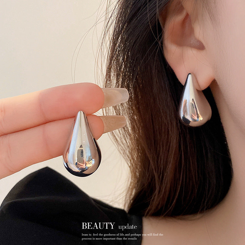 Simple Water Droplet Alloy Plated Minimalist Earrings for Women