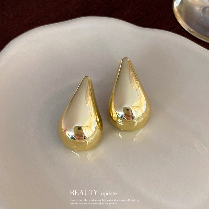 Simple Water Droplet Alloy Plated Minimalist Earrings for Women