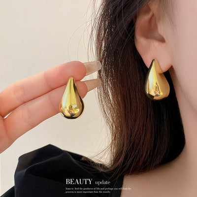 Simple Water Droplet Alloy Plated Minimalist Earrings for Women