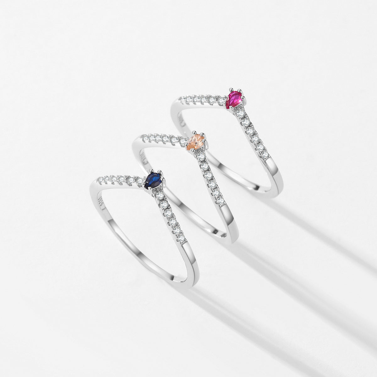 Minimalist Sterling Silver Zircon Stacking Ring for Women